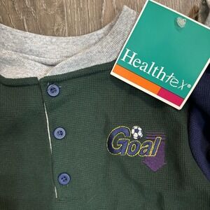 NWT Vintage 90s Healthtex Boys Soccer Goal Long Sleeve Shirt 4T NOS Embroidered